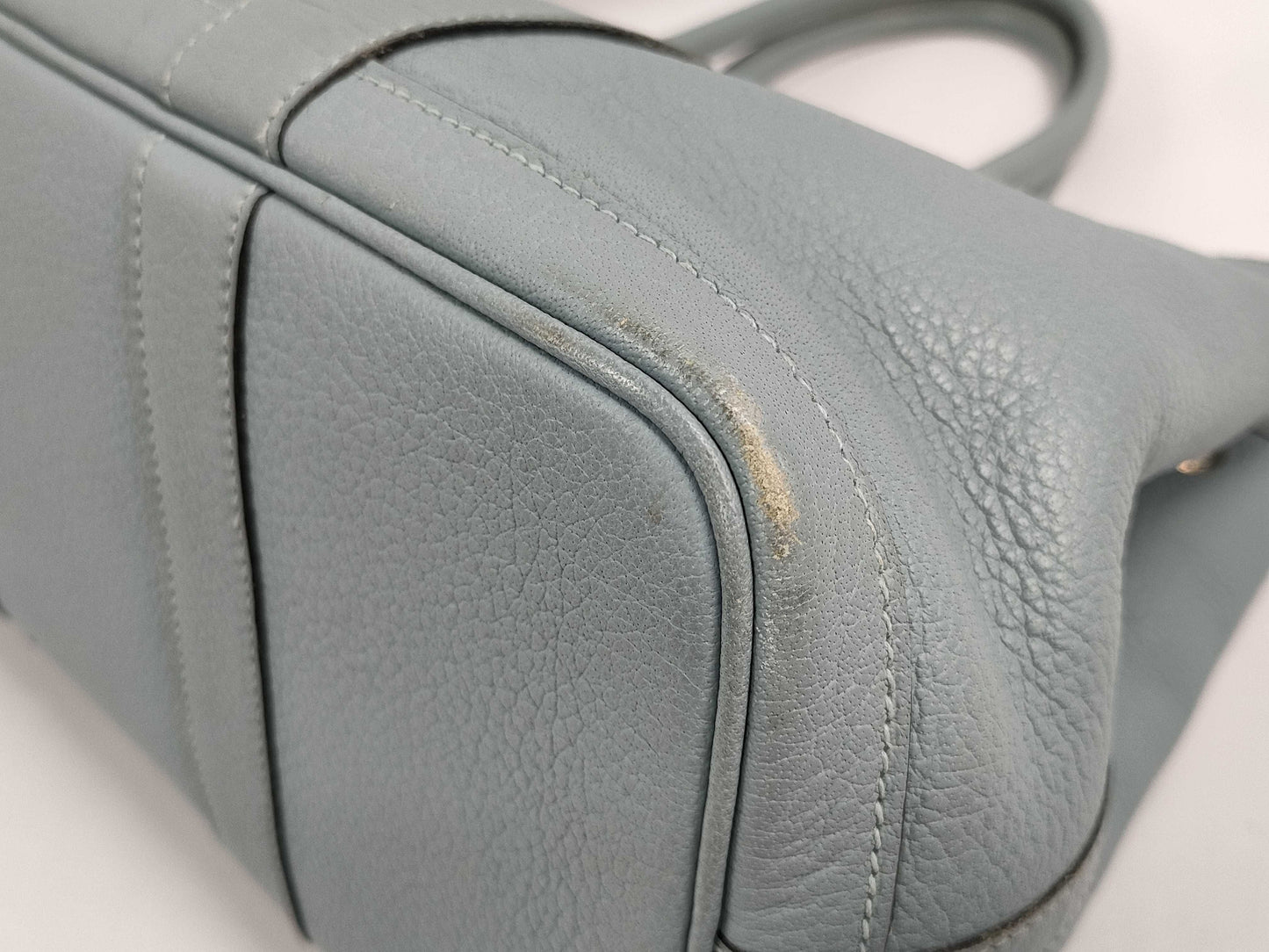 HERMES Garden Party TPM Handbag, Blue Run, Silver Hardware, Negonda, □M Engraved, Handbag