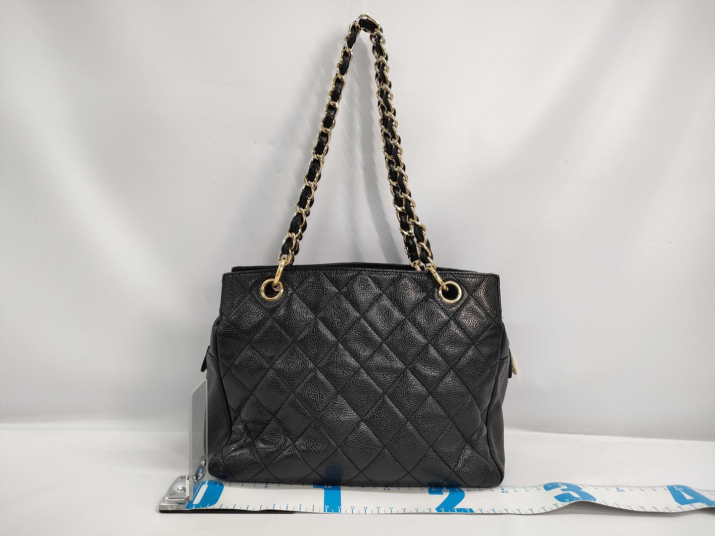 CHANEL CHANEL Matelasse Mini Chain Tote BK GD Hardware A18004 Black Caviar Leather with Gold Hardware 8034256 Shoulder Bag