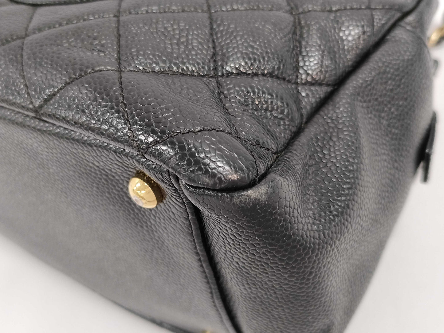 CHANEL CHANEL Matelasse Mini Chain Tote BK GD Hardware A18004 Black Caviar Leather with Gold Hardware 8034256 Shoulder Bag