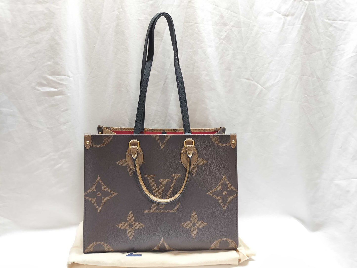 LOUIS VUITTON On the Go MM 2-way Handbag/Shoulder Bag Reverse M45321 Brown Gold Hardware Monogram Canvas RFID Tote Bag