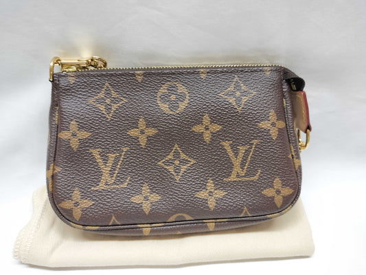 LOUIS VUITTON Monogram Pochette Accessoires Mini Monogram M58009 Brown with Gold Hardware, PVC Coated Canvas, SF4252 Handbag
