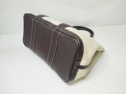 HERMES Garden Party PM Tote Bag with H Stamp, Beige and Brown