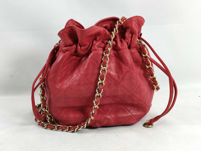 CHANEL Matelasse Lambskin Chain Shoulder Bag with Drawstring and Seal