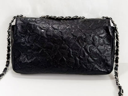 CHANEL Black Matelasse Icon Leather Embossed Double Chain W25cm x H15cm x D5cm [Dust bag and sticker included] Silver Hardware Shoulder Bag 14084973 Excellent Condition A-AB
