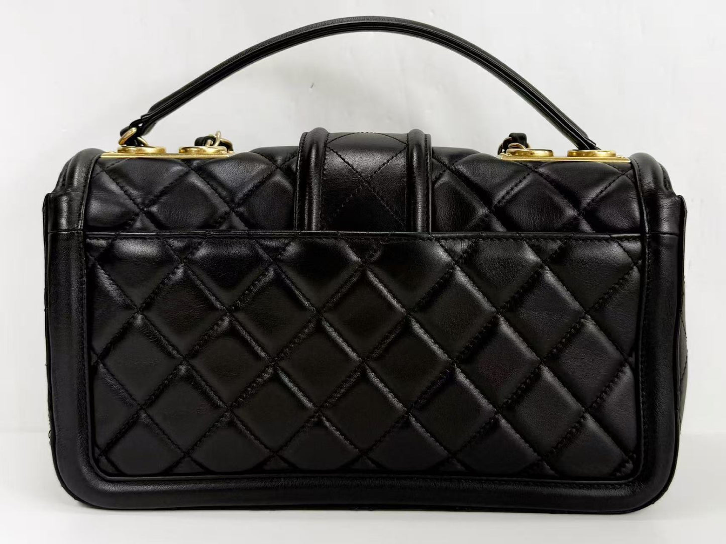 CHANEL Matelasse Black Elegant Double Chain Bag, W26cm, H15cm, D7cm, Approx. 20 Series [G Card and Sticker Included] Vintage G Hardware Shoulder Bag, 20761513, Excellent Condition