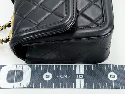 CHANEL Matelasse Black Elegant Double Chain Bag, W26cm, H15cm, D7cm, Approx. 20 Series [G Card and Sticker Included] Vintage G Hardware Shoulder Bag, 20761513, Excellent Condition