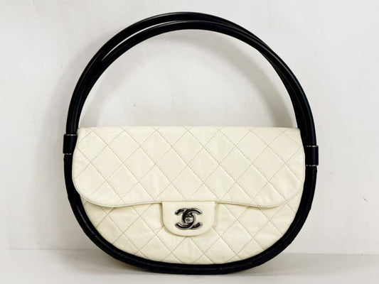 CHANEL Hula Hoop, Two-tone, W28cm, Approx. 18th Series [Sealed], Silver Hardware, Handbag 18033428, Excellent Condition, AB