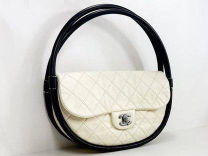 CHANEL Hula Hoop, Two-tone, W28cm, Approx. 18th Series [Sealed], Silver Hardware, Handbag 18033428, Excellent Condition, AB