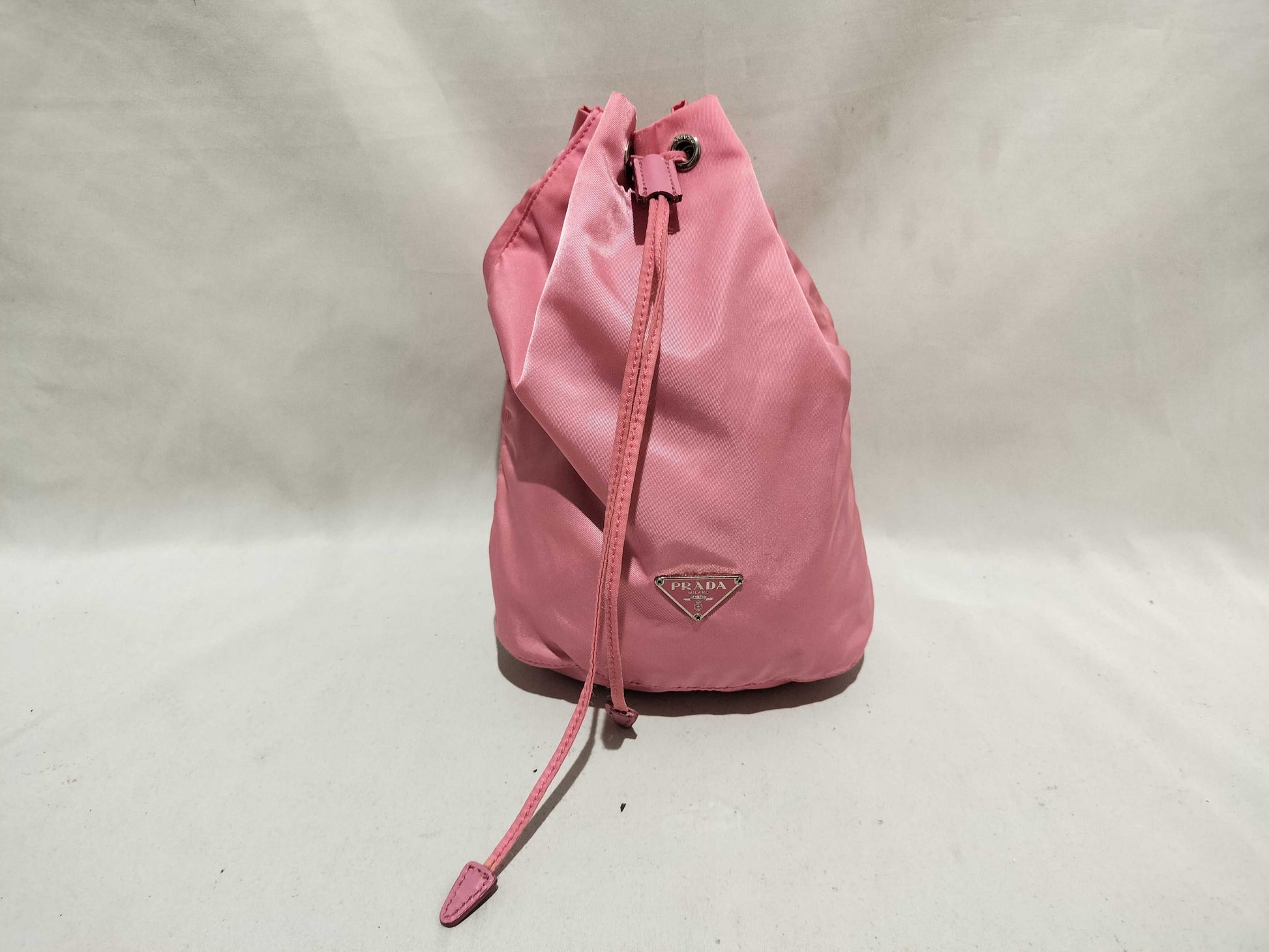 PRADA Nylon Drawstring Shoulder Bag Pink Pouch