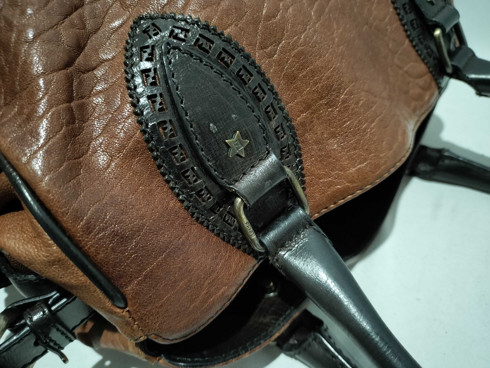 FENDI Ethnico Handbag Leather Handbag