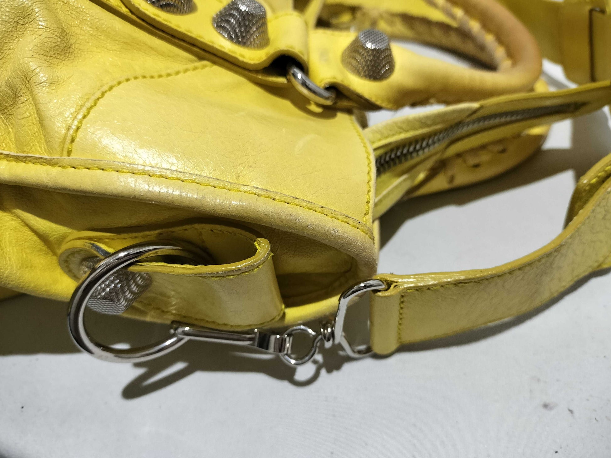 BALENCIAGA Giant Shoulder Bag, Yellow, with Mirror, Dust Bag, and Strap