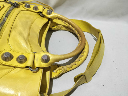 BALENCIAGA Giant Shoulder Bag, Yellow, with Mirror, Dust Bag, and Strap
