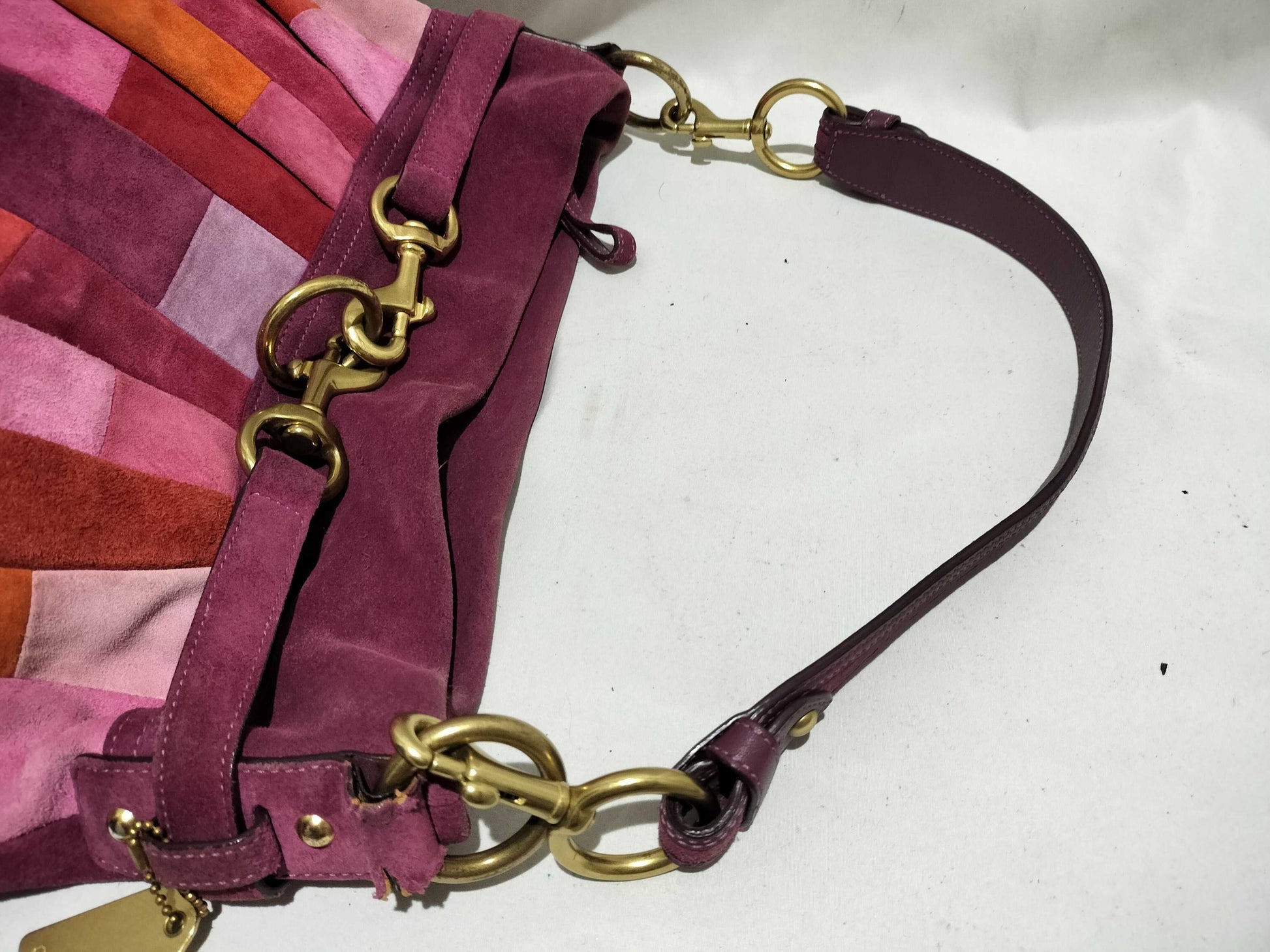 COACH Suede One-Shoulder Bag Patchwork Shoulder Bag