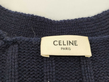 CELINE 100% Cashmere Triomphe Embroidered Cardigan Size XS