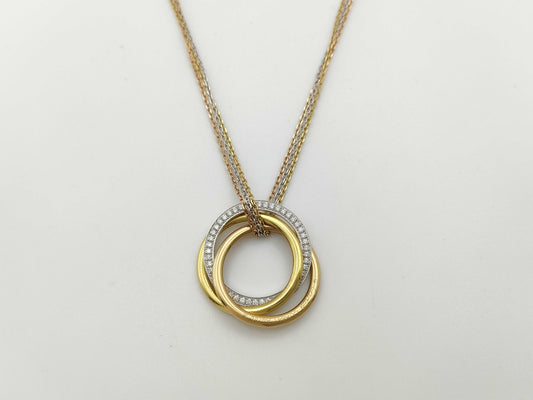 Cartier Trinity 3-Strand Chain Necklace, Au750/750, 17.1g 