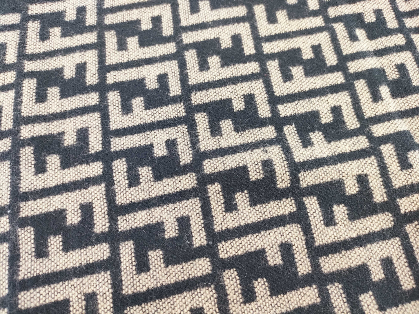 FENDI Zucca Pattern FF Logo Scarf, Wool, Beige, Black, Men's and Women's