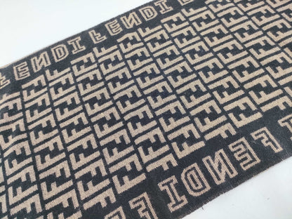 FENDI Zucca Pattern FF Logo Scarf, Wool, Beige, Black, Men's and Women's
