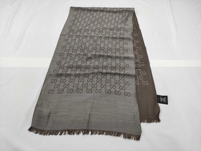 GUCCI New Tag GG Pattern Stole Gray Scarf