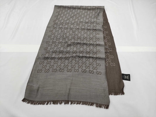 GUCCI New Tag GG Pattern Stole Gray Scarf