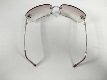  CHANEL COCO MARK COCO MARK Rimless Sunglasses with Rhinestones, Beige