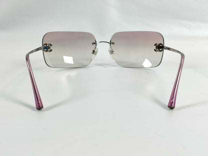 CHANEL COCO MARK COCO MARK Rimless Sunglasses with Rhinestones, Beige