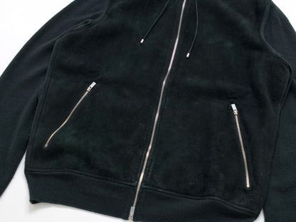 HERMES Men's Recent Suede Cashmere Zip Hoodie Dark Green M Jacket