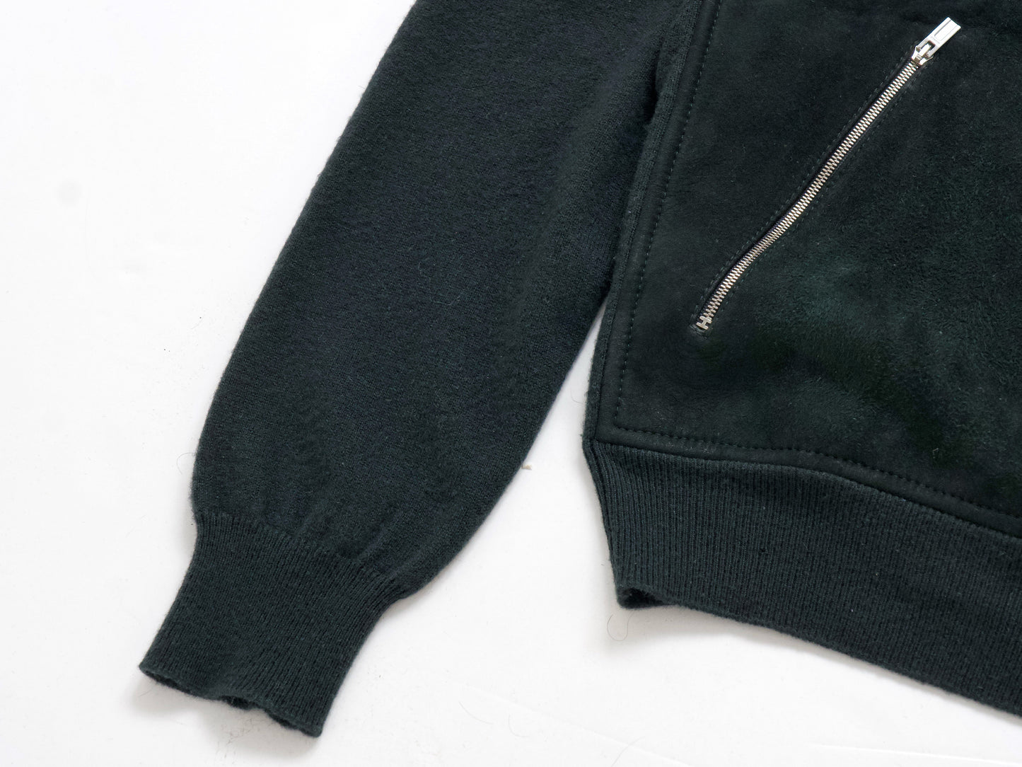 HERMES Men's Recent Suede Cashmere Zip Hoodie Dark Green M Jacket