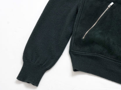 HERMES Men's Recent Suede Cashmere Zip Hoodie Dark Green M Jacket
