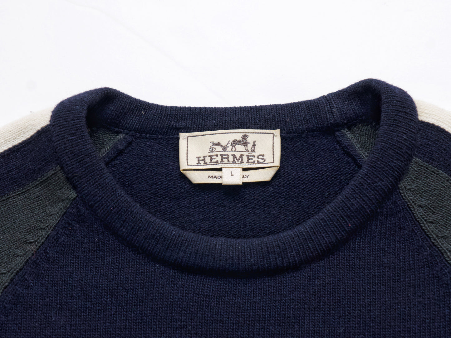 HERMES Men's Recent Wool Cashmere Designer Knit Tops, Size L