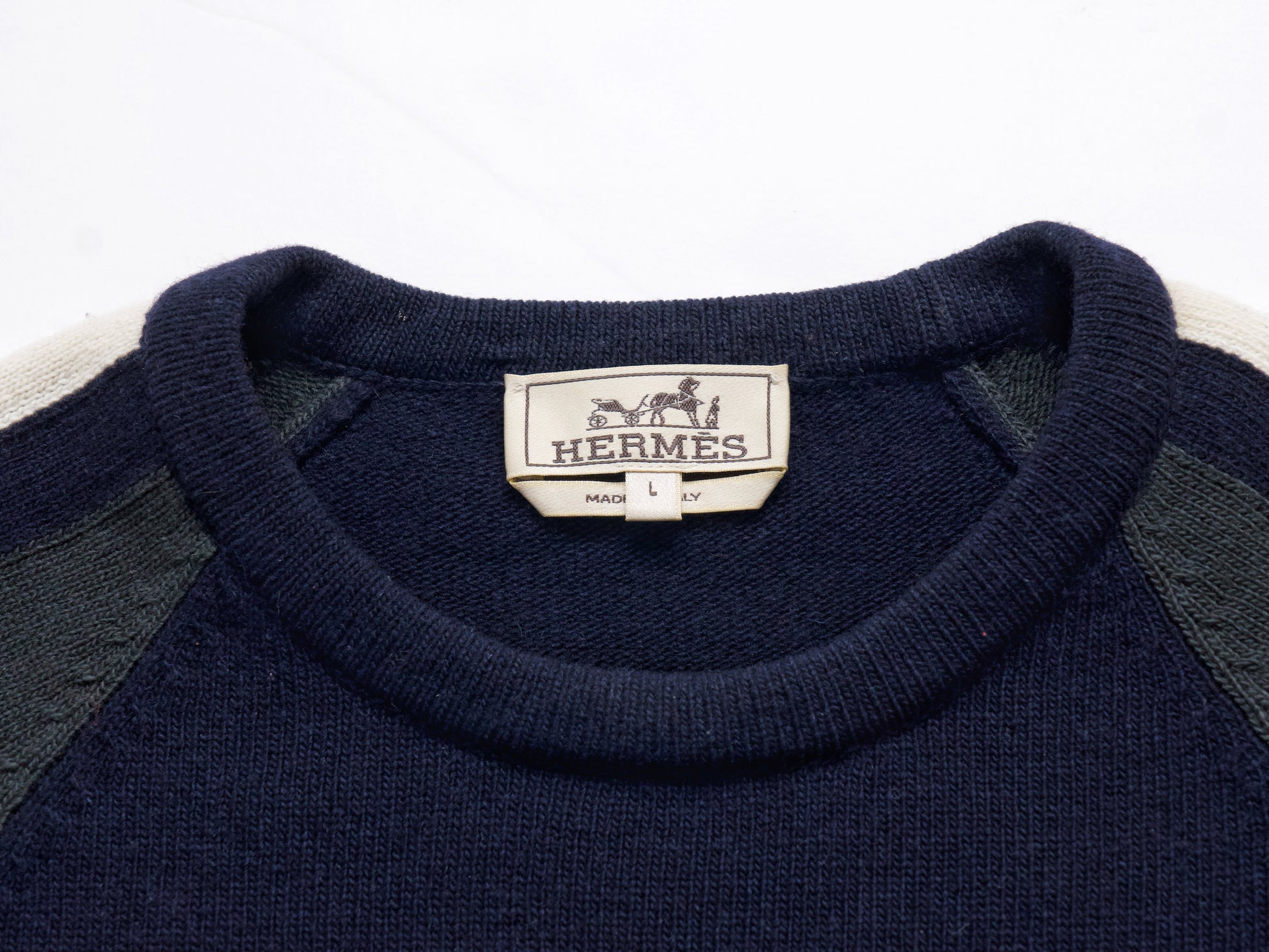 HERMES Men's Recent Wool Cashmere Designer Knit Tops, Size L