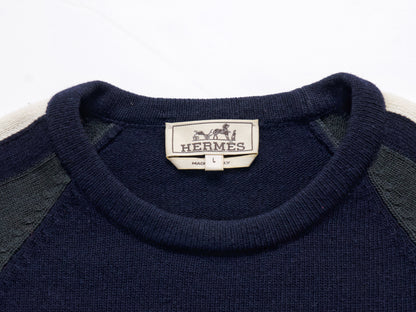 HERMES Men's Recent Wool Cashmere Designer Knit Tops, Size L