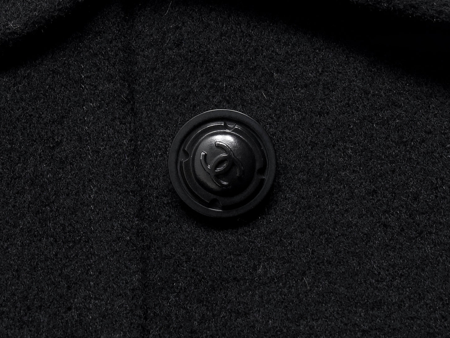 CHANEL Coco Mark 97A Wool Thin Quilted Lining A-Line Coat