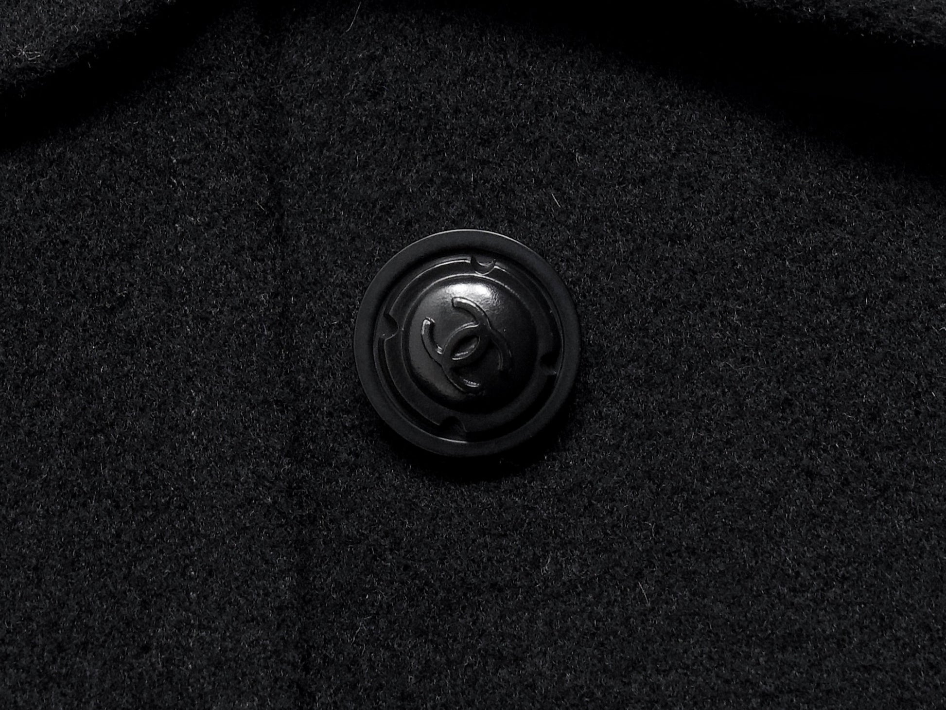 CHANEL Coco Mark 97A Wool Thin Quilted Lining A-Line Coat