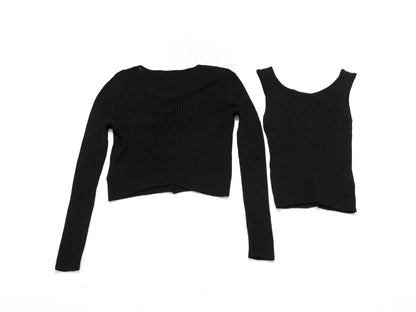 CHANEL Coco Mark 97P Viscose Rayon Knit Ensemble Cropped Cardigan