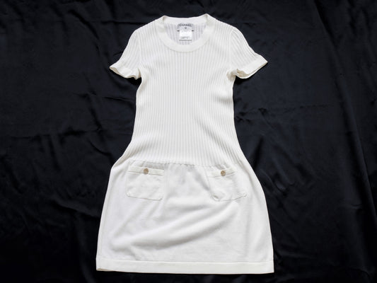 CHANEL Coco Mark CC Button Knit Dress