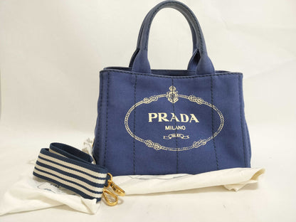 PRADA Canapa PM Stripe Handbag 1BG439 with Strap