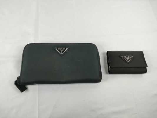 PRADA Nylon Prada Wallet and Key Case Set Wallet