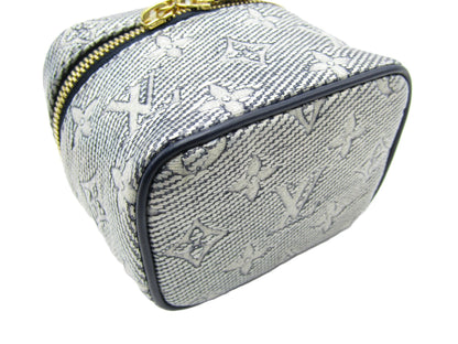 LOUIS VUITTON LV Micro Vanity M82467 Monogram Canvas Microfiber Blue Vanity Bag