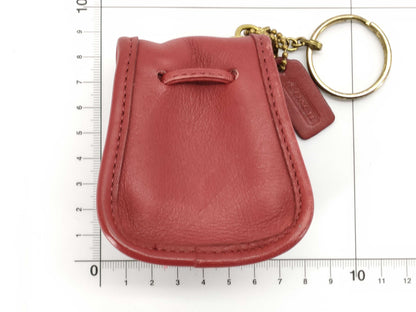 COACH Key Ring Pouch, Calfskin, Red