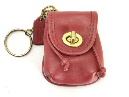 COACH Key Ring Pouch, Calfskin, Red