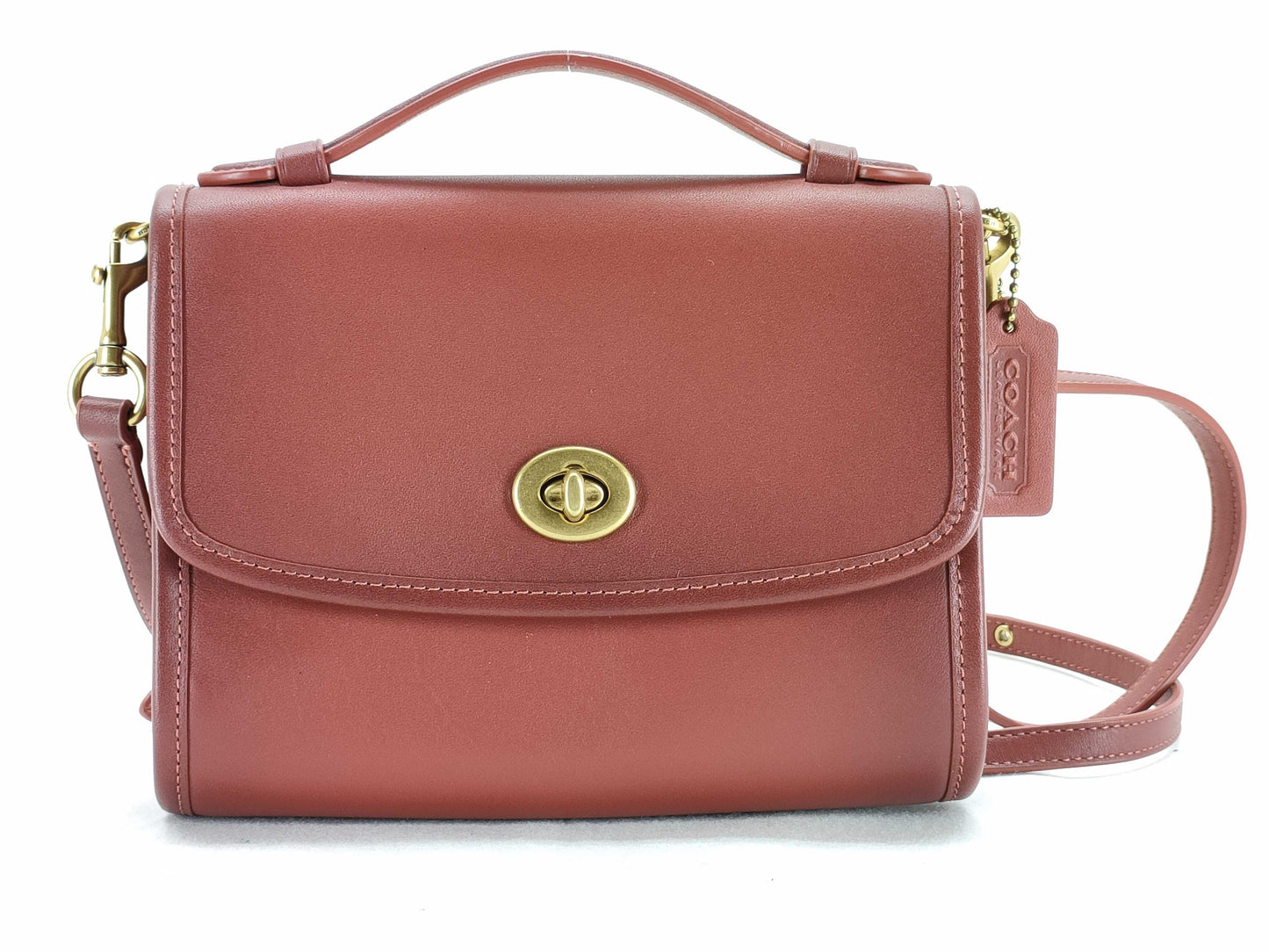 COACH C3486 2-Way Shoulder Bag, Brown Calfskin, Handbag