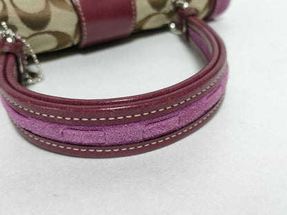 COACH Signature 9748 Signature Handbag Canvas/Wool/Suede Purple Handbag