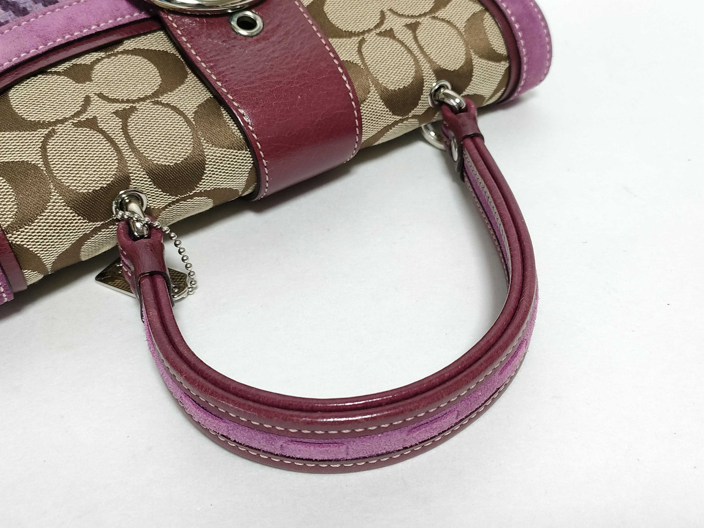 COACH Signature 9748 Signature Handbag Canvas/Wool/Suede Purple Handbag