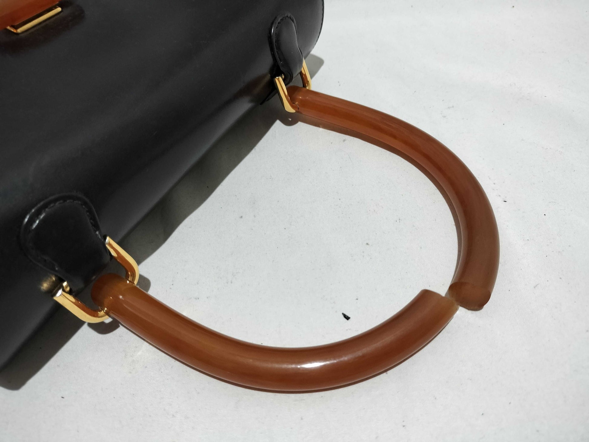 GUCCI Gucci handbag top handle tortoiseshell turn lock handbag