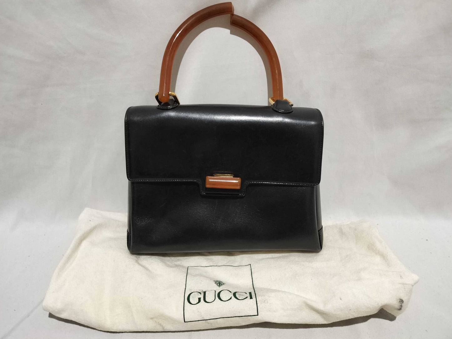GUCCI Gucci handbag top handle tortoiseshell turn lock handbag