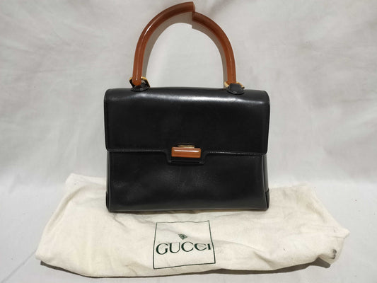 GUCCI Gucci handbag top handle tortoiseshell turn lock handbag