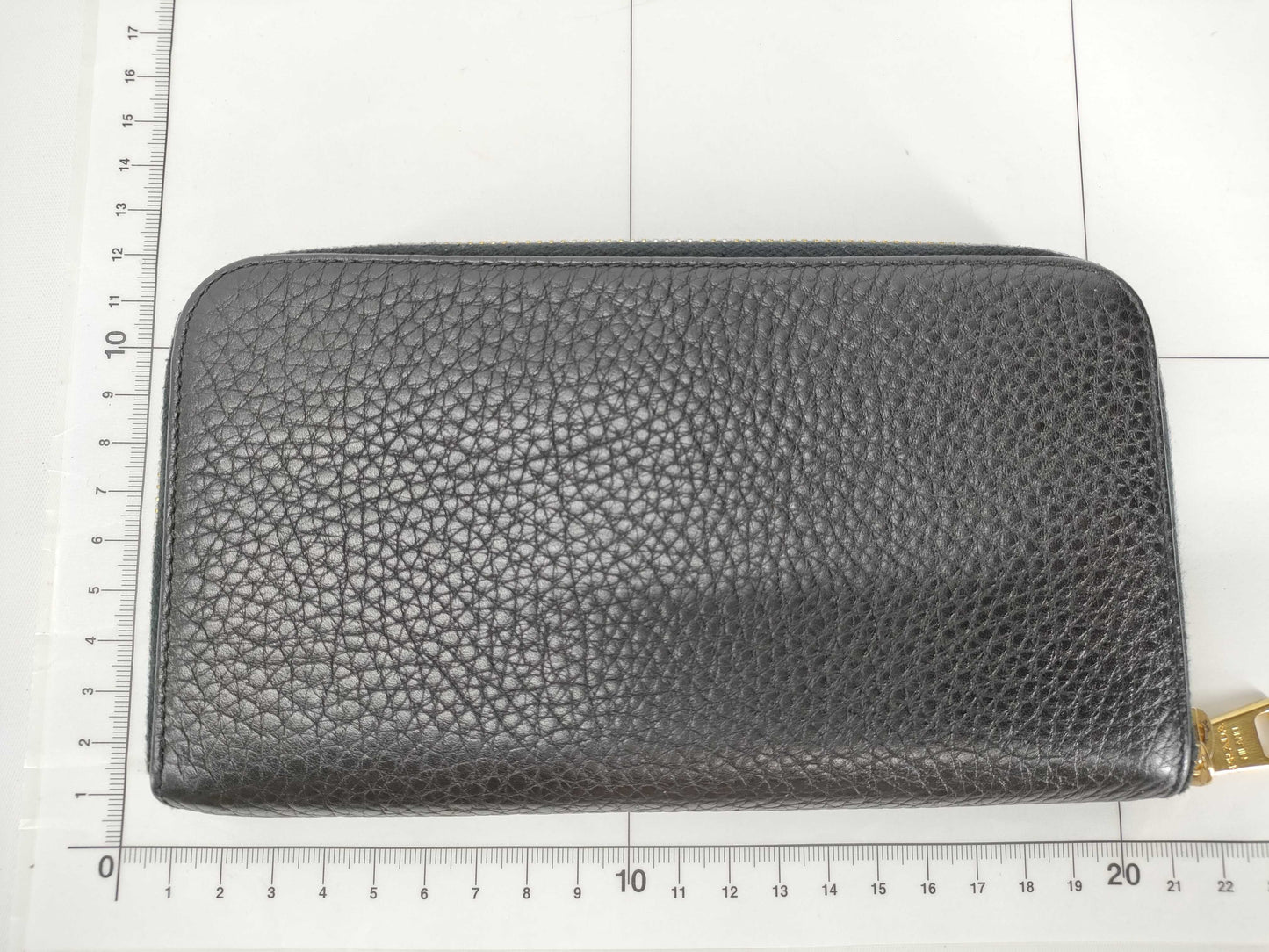 PRADA Vitello Dino 1M0506 Leather Round Zip Wallet in Black