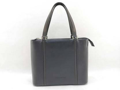BURBERRY Leather Check Tote Bag