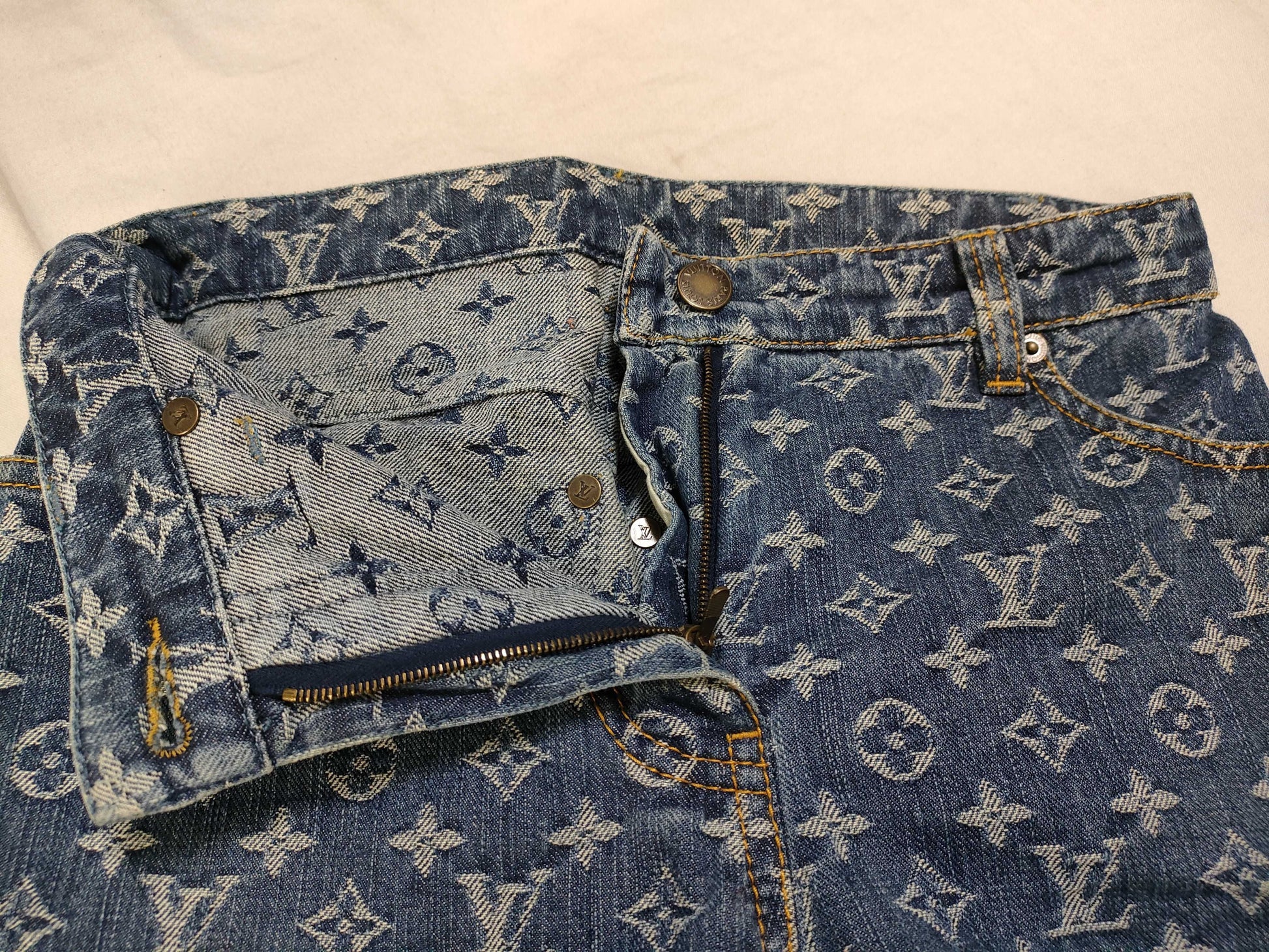 LOUIS VUITTON Louis Vuitton Denim Pants Monogram Pants
