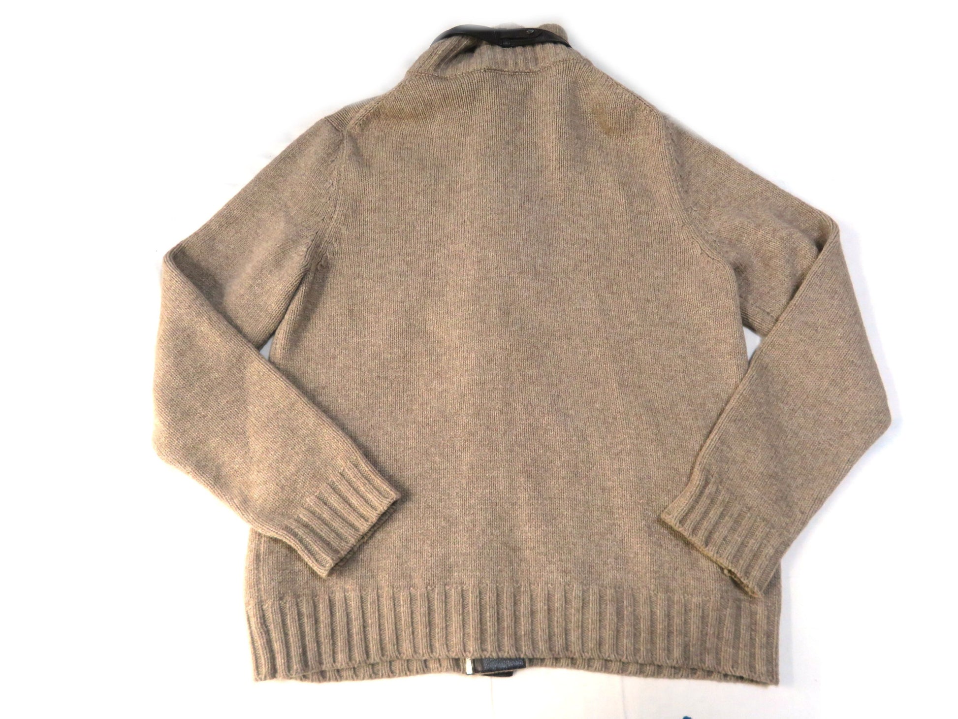 HERMES Knit Jacket Leather XL Men's Jacket